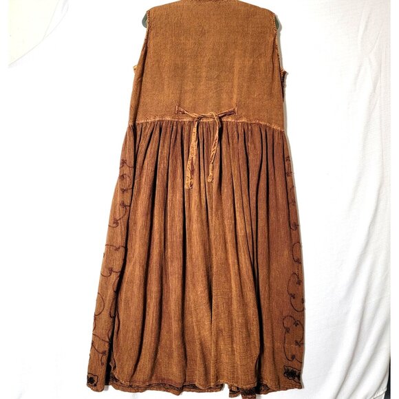 VTG SELECT Womens Maxi Dress 1X Sleeveless Button Up Embroidered Holiday Dress - Picture 3 of 12